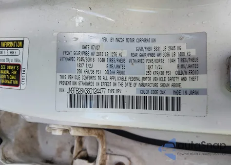 2008 Mazda Cx-9 Touring z USA, uszkodzony, nr VIN JM3TB28V380124477